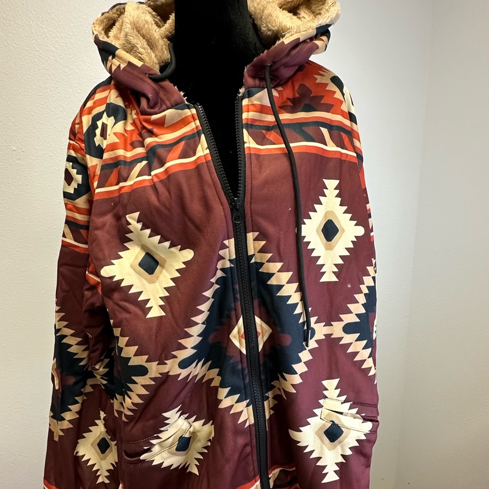 New Western Print Hooded Jacket